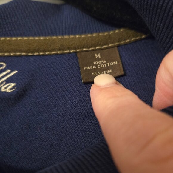 Mens Taso Ella Size Medium Long Sleeved Blue Polo - Picture 4 of 6